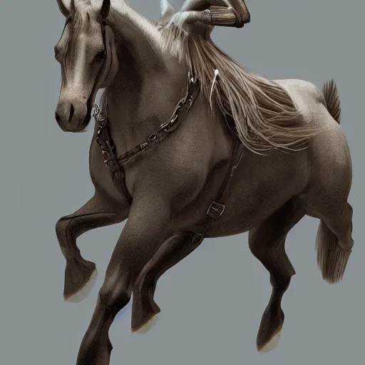 Image similar to concept art of hybrid human and horse, anthropomorphic horse wearing a coat, digital art, photo realistic, highly detailed