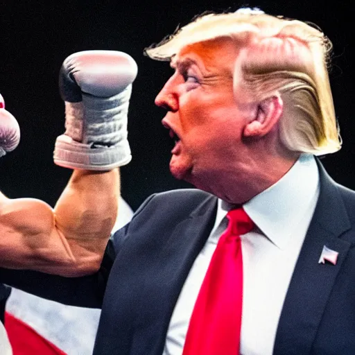 Image similar to live photograph footage of donald trump having a boxing match against joe biden