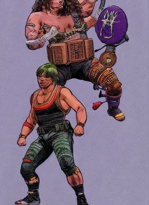 Image similar to apex legends pro wrestler. concept art by james gurney and mœbius.