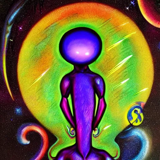 Image similar to rainbow cosmic alien