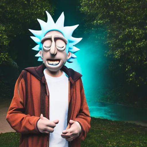 Image similar to rick sanchez from rick and morty as real person, 8 k photography