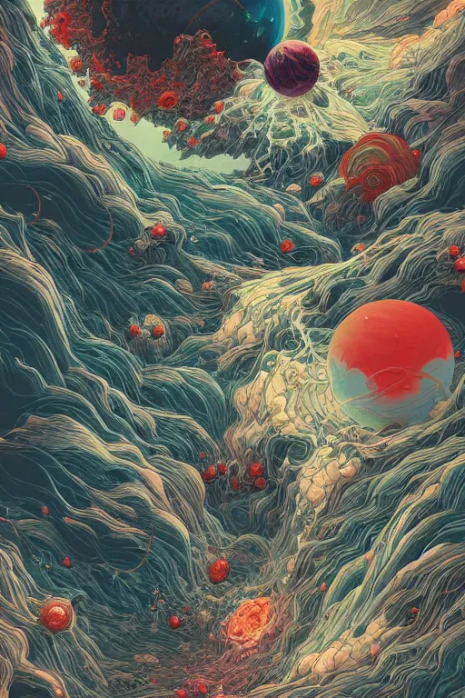 Image similar to The destruction of the Universe, Planets crashing, highly detailed, Digital painting, Refreshing, Trending on Artstation, Illustration by James Jean