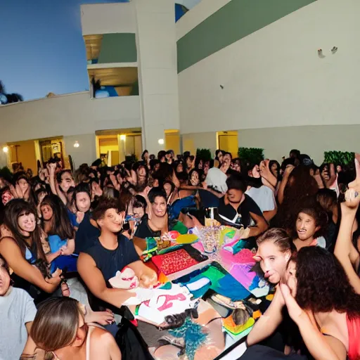 Prompt: photograph of high school party in pembroke pines