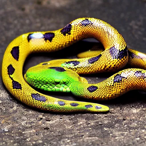 Image similar to “ 4 k photo of colorful poisonous two headed snake, highly realistic ”