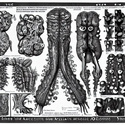 Prompt: The anatomy of the exotic shoggoth, 1924 scientific magazine