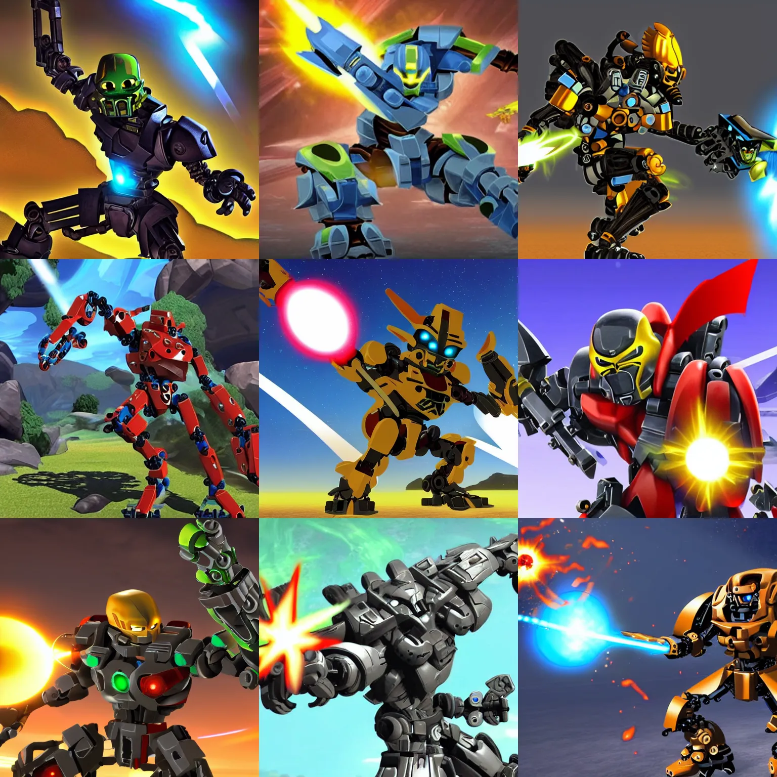 Prompt: a bionicle character in smash bros