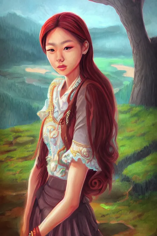 Prompt: a portrait of a character in a scenic environment by Janice Sung