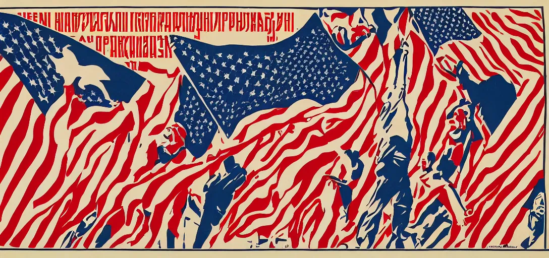 Image similar to American propaganda in the style of Soviet Propaganda