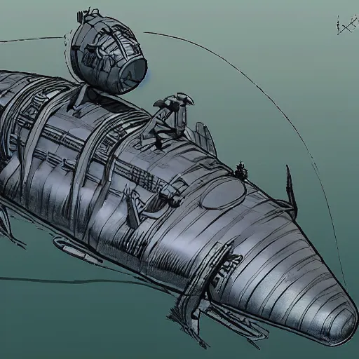 Image similar to trilobite submarine concept design, blueprint, engineering design