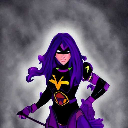 Prompt: an full-height portrait of Raven from the teen titans, digital art