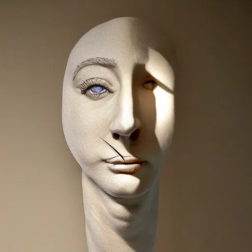 Image similar to surrealism sculpture by enrico ferrarini, the double shadow of a person divided