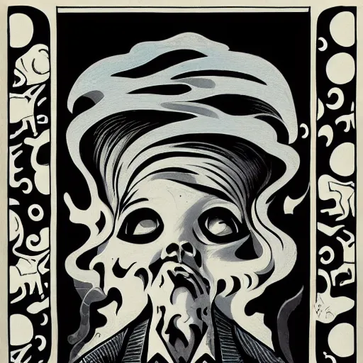 Image similar to gouache of a ghostly figure, mcbess, james jean