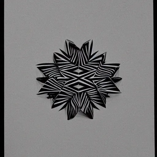 Image similar to nevertheless composition, symetrical, cinematic lighting 7 0 ´ s lens distortion exposure short exposure drawing ; black paper, tarot, dark big mini tiny micro nano origami sonobe kirigami moneygami