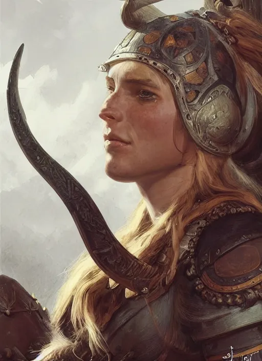 Prompt: digital _ painting _ of _ female viking _ by _ filipe _ pagliuso _ and _ justin _ gerard _ symmetric _ fantasy _ highly _ detailed _ realistic _ intricate _ port