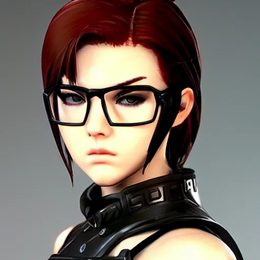 Image similar to chubby beautiful redhead nerd with thick eyebrows, yoji shinkawa