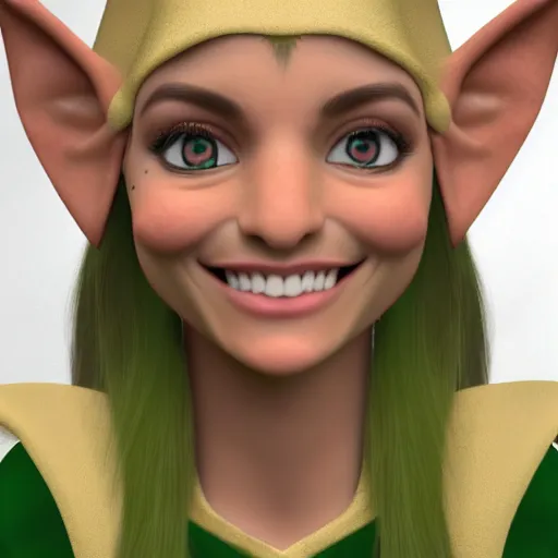 Image similar to photorealistic, beautiful smiling elf girl