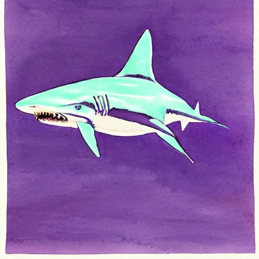 Image similar to watercolor of a purple shark by charles e. burchfield