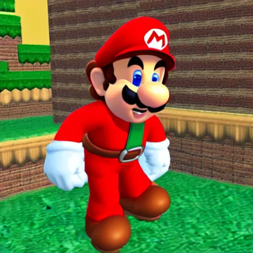 Prompt: in-game screenshot of Danny DeVito as Mario in Super Mario 64