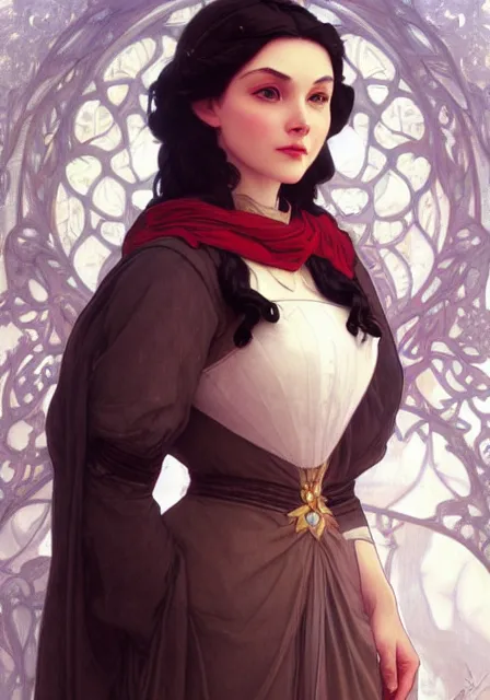 Image similar to snow white, intricate, elegant, highly detailed, digital painting, artstation, concept art, smooth, sharp focus, illustration, art by artgerm and greg rutkowski and alphonse mucha and william - adolphe bouguereau