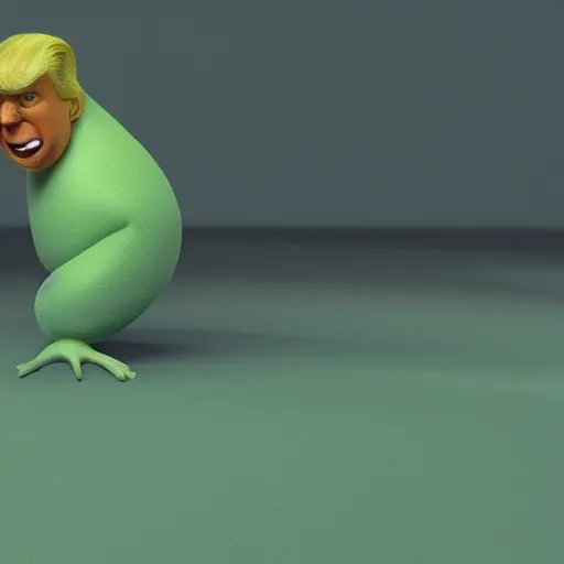 Image similar to a slimy donald trump slug, claymation, octane render, unreal engine