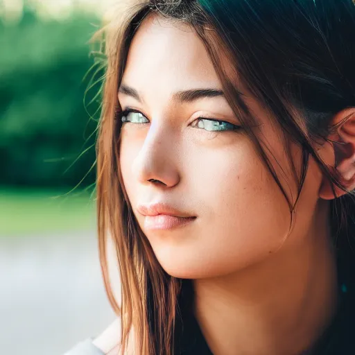 Image similar to dslr portrait still of a beautiful female face wearing a tank top 8 k 8 5 mm f 1. 4