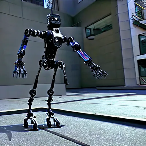 Prompt: a robot from Boston dynamics doing hardcore parkour:: photorealistic:: 4K:: extremely detailed