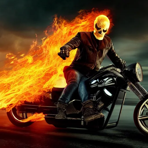 Prompt: Ghost rider In The Matrix 4K quality photorealism