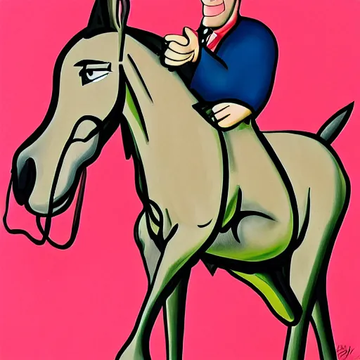 Prompt: a half horse half man painted by tex avery