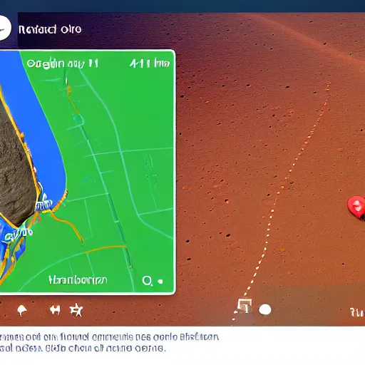 Prompt: a screenshot of google maps iphone app showing the surface of mars navigation gps