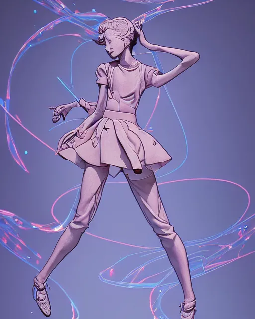 Image similar to james jean isolated vinyl figure magical girl character design, figure photography, dynamic pose, holographic undertones, motion shapes color design, glitter accents on figure, anime stylized, sharp focus, accurate fictional proportions, high delicate defined details, ethereal lighting
