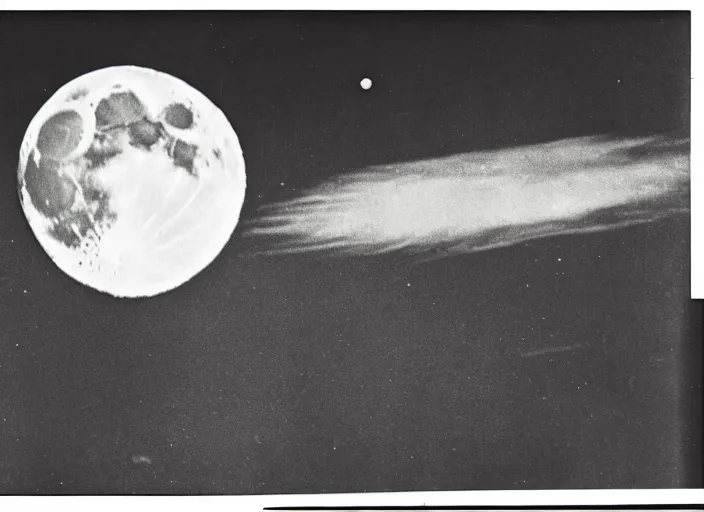 Image similar to vintage photo still of the moon!!!! exploding!!!! exploding moon moon explosion fragments on one side moon rupture moon exploding moon explosion over new york city in the 1 9 2 0 s, black and white, weathered, edge vignette, explosion in the sky, moon exploding