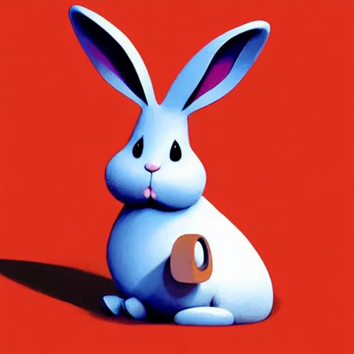 Image similar to goro fujita illustration of a cute bunny, it has two big ears, a small body, two eyes, two hands and two feet