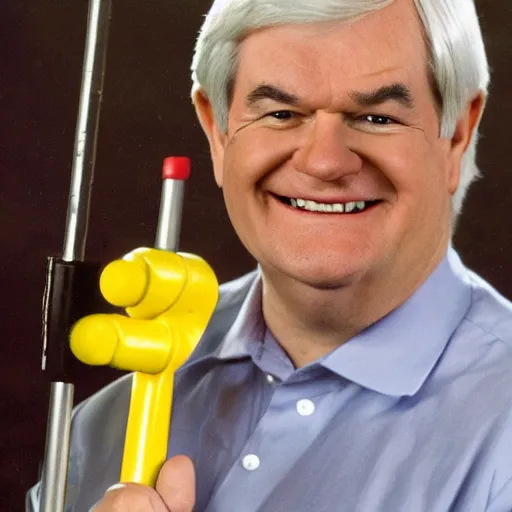 Image similar to Newt Gingrich smiling holding an inanimate carbon rod. Image credit the White House