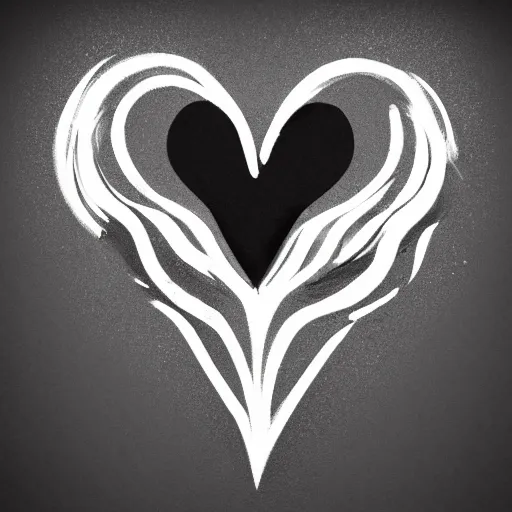 Image similar to clean black and white print, logo of an heart with a stylized human body form inside, variations