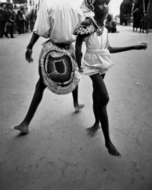 Image similar to Award winning reportage photo of Monegasque Natives with incredible hair wearing traditional garb by Garry Winogrand and Dian Arbus, 85mm ND 5, perfect lighting, gelatin silver process