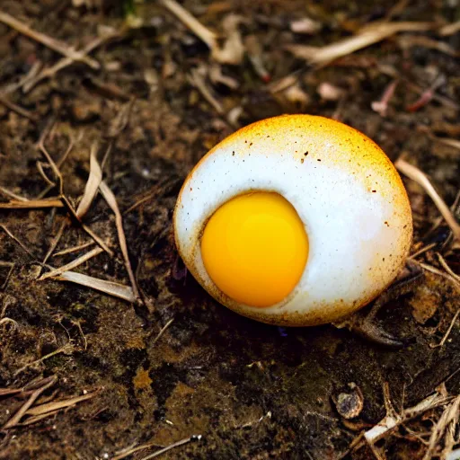 Image similar to a toadstool that looks like a fried egg. nature photography.