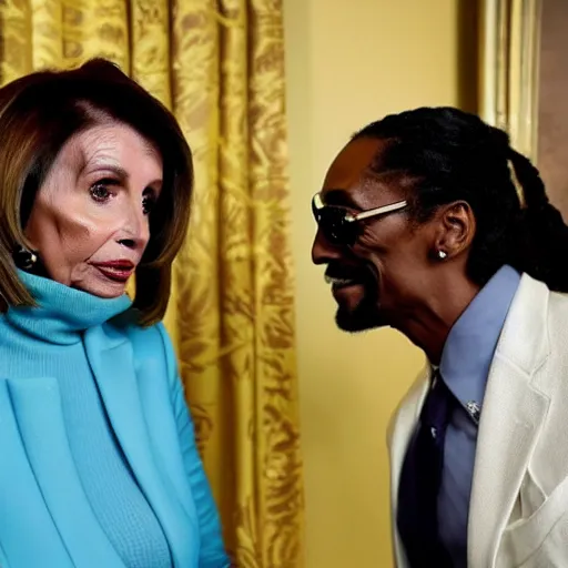 Prompt: Nancy Pelosi passing the ganja to Snoop Dogg