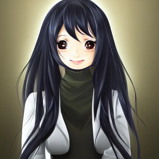 Image similar to full headshot portrait of a girl with long black hair, wearing a surgical mask, drawn by ATDAN, by Avetetsuya Studios, attractive character, colored sketch anime manga panel, trending on Pixiv