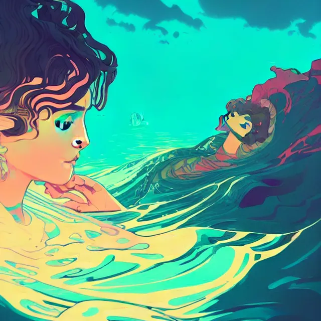 Prompt: a beautiful vector art of a vaporwave sea by sachin teng and pascal blanche and alphonse mucha and greg rutkowski and josan gonzalez. film noirs, brush stroke, vibrating colors, hyper detailed. octane render. trending on artstation