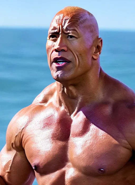 Prompt: film still of joe biden as dwayne johnson in baywatch movie 2 0 1 7, 8 k