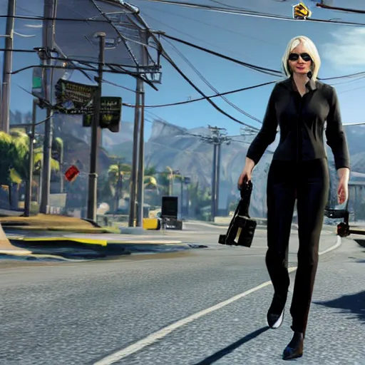 Prompt: cate blanchett as character in grand theft auto 5