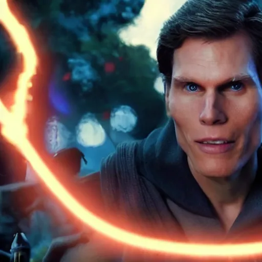 Image similar to Live Action Still of Jerma in Revenge of the Sith, real life, hyperrealistic, ultra realistic, realistic, highly detailed, epic, HD quality, 8k resolution, body and headshot, film still