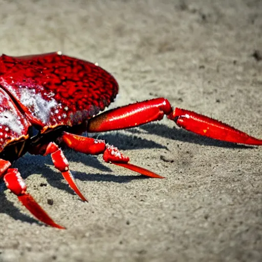 Image similar to big budget horror movie about a blood splattered crab