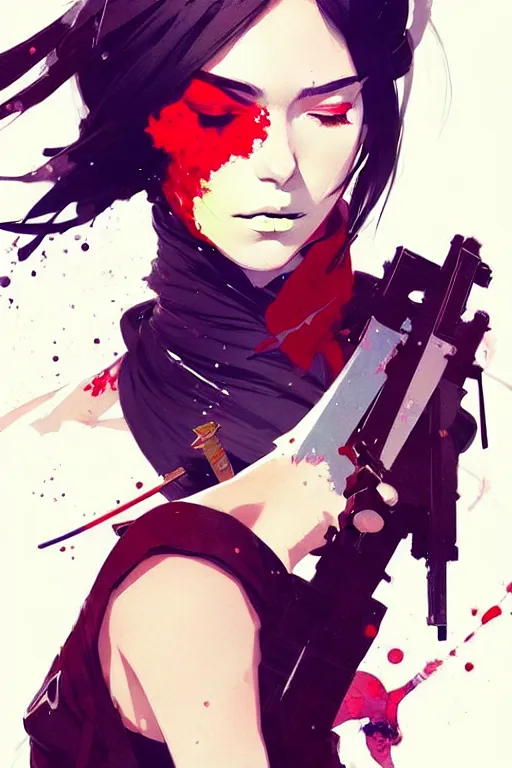 Image similar to a ultradetailed beautiful panting of a stylish woman with with a sword on her shoulder, by conrad roset, greg rutkowski and makoto shinkai trending on artstation