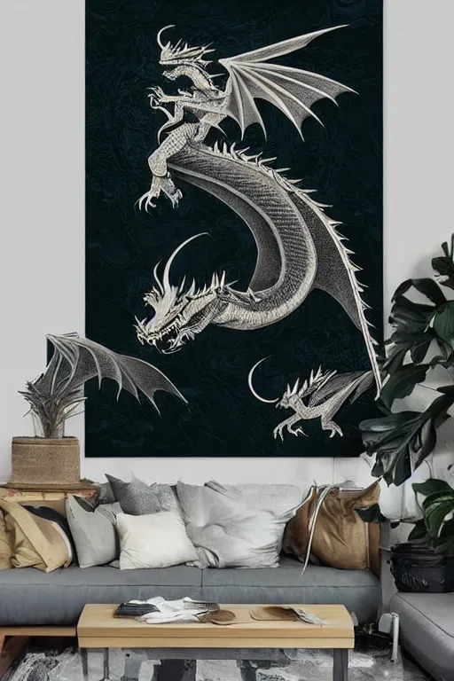 Prompt: beautiful wall engraved dragons made from ivory Digital Matte Illustration by Alena Aenami