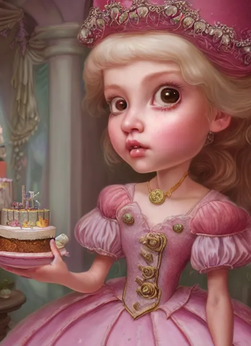 Prompt: highly detailed closeup portrait of a fairytale princess's cake kitchen, unreal engine, nicoletta ceccoli, mark ryden, earl norem, lostfish, global illumination, detailed and intricate environment