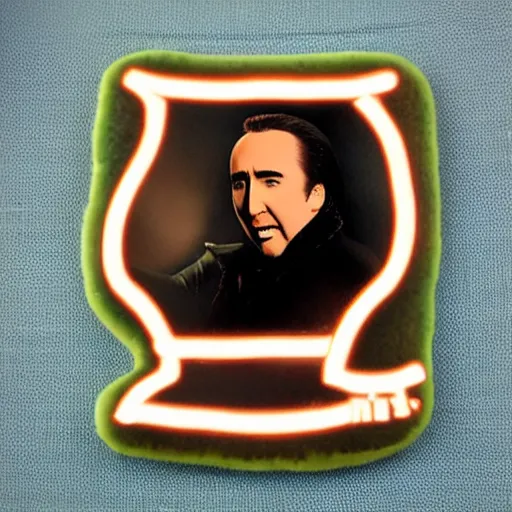 Prompt: nicolas cage ’ s face on a pickle