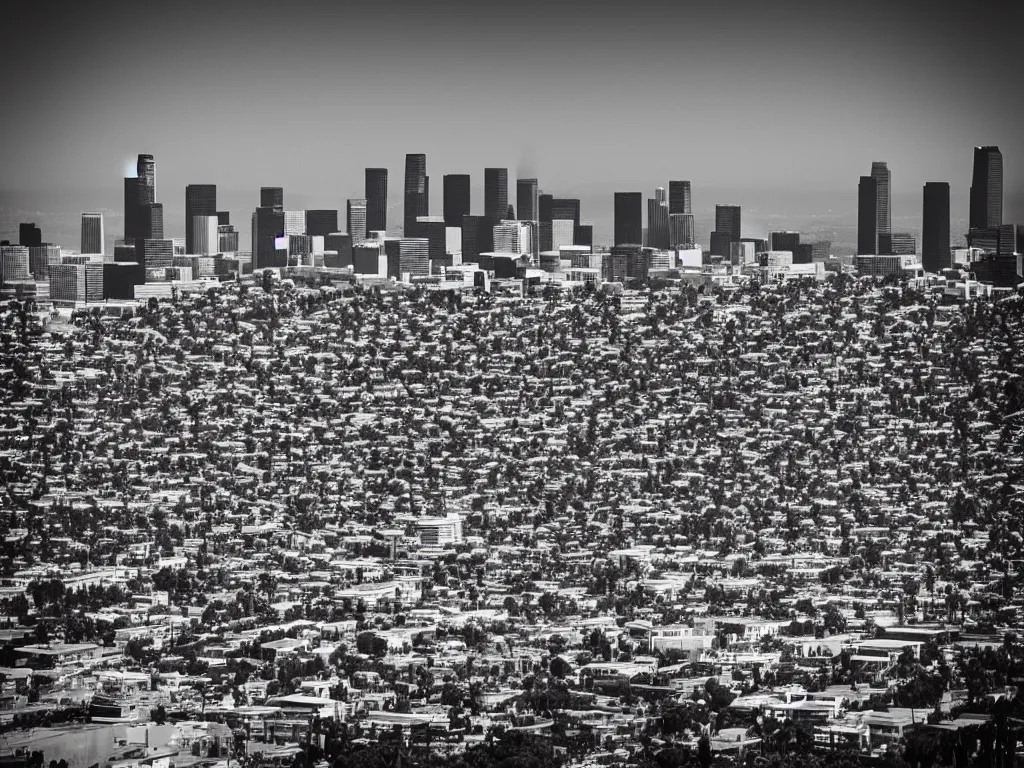 Prompt: “A black and white 28mm photo of Los Angeles”