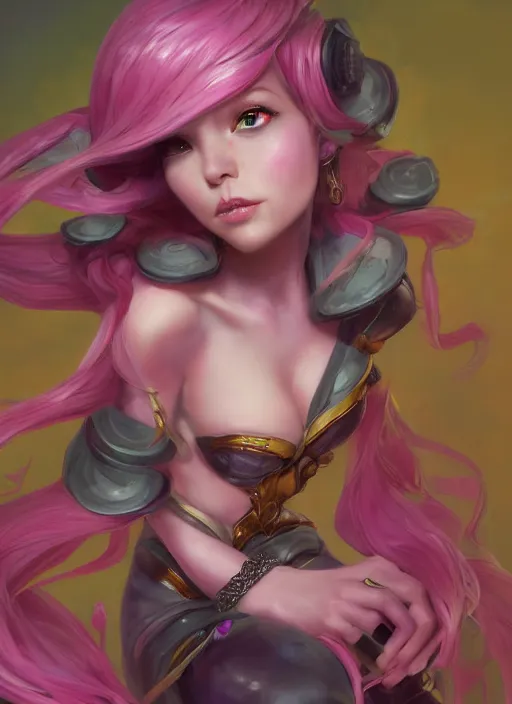 Image similar to seraphine, from league of legends, pink hair, musical keyboard, hyper detailed, digital art, trending in artstation, cinematic lighting, studio quality, smooth render, unreal engine 5 rendered, octane rendered, art style by klimt and nixeu and ian sprigger and wlop and krenz cushart