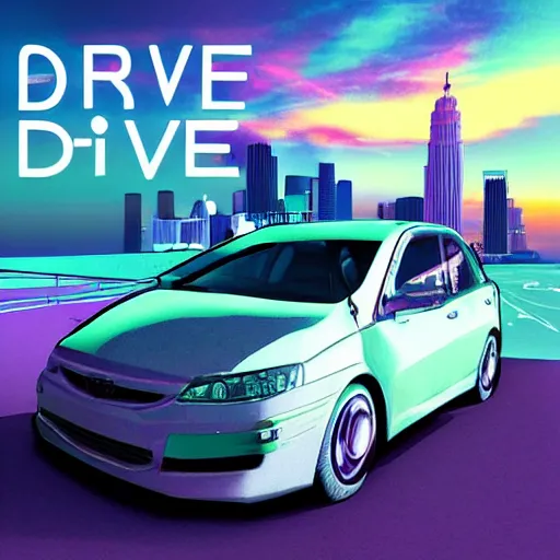 Image similar to car drive, in the style of vaporwave